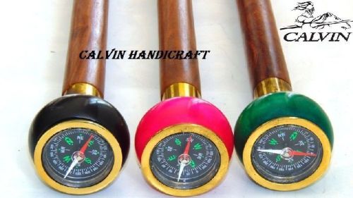 3 PCS Solid Brass Antique Compass Designer Walking Canes