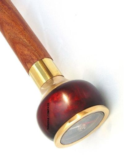 Dark Red Compass Handle Walking Canes