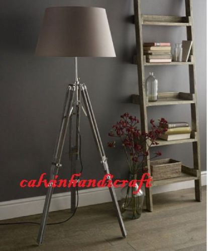 Wooden Tripod FLOOR LAMP LIGHT Marine Grey Tripod