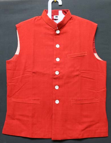 Khadi Plain Mens Vest, Color : Red, Clothing Type : Casual
