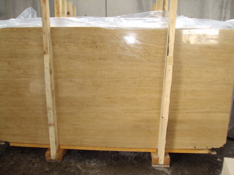 Plain Polished Light Beige Travertino Marble Block
