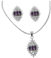 Cubic Zirconia Silver Necklaces - MLPS-17