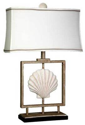StyleCraft Poly and Iron Table Lamp With Seashell