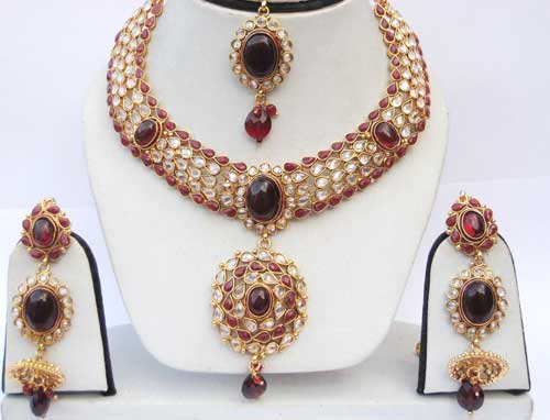 Red Polki Necklace Set