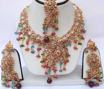 Multi-color Polki Necklace Set