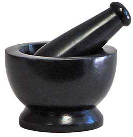 Polished Black Soapstone Mortar and Pestle, Shape : Round for Kitchen
