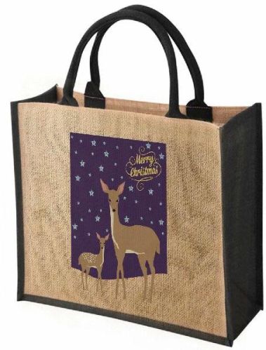 'NAYRA' Printed Jute Shopping Bags, Size : 36(H) X 40(W) X 12 (G) Cm