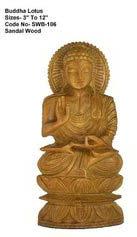 Non Polsihed Sandalwood Buddha Statue, For Home, Office, Shop, Packaging Type : Thermocol Box