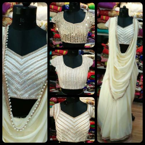 Cream Georgette Sarees