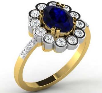 Gold Gemstone Diamond Ring, Gender : Women