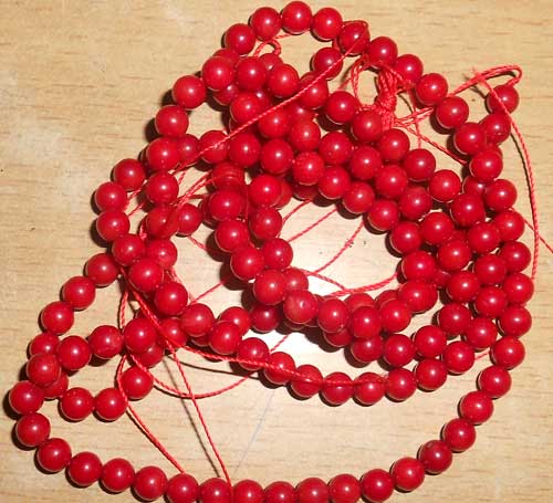 Polished Coral Mala, For Puja, Size : 12mm, 16mm, 20mm, 24mm, 8mm