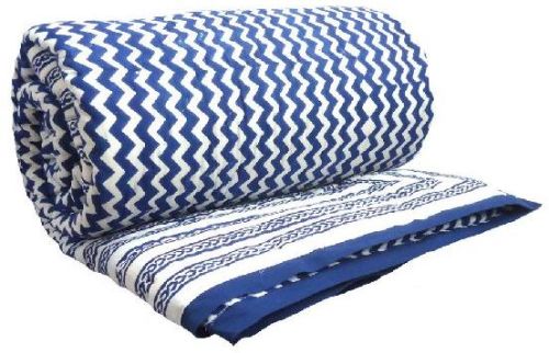 Chevron New Blue Hand Block Printed Queen Quilt