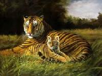 Fine Canvas Animal Painting, Color : Brown For Wall Decoration, Home Decoration, Pooja Room Decoration