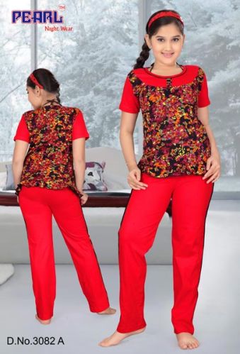 Printed Cotton Girls Night Suit, Size : M, XL