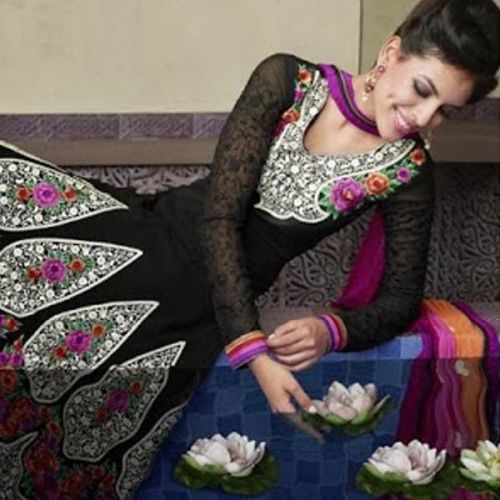 Black Colour Party Wear Long Anarkali Salwar Kameez