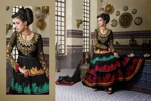 Black Colour Party Wear Long Anarkali Salwar Kameez