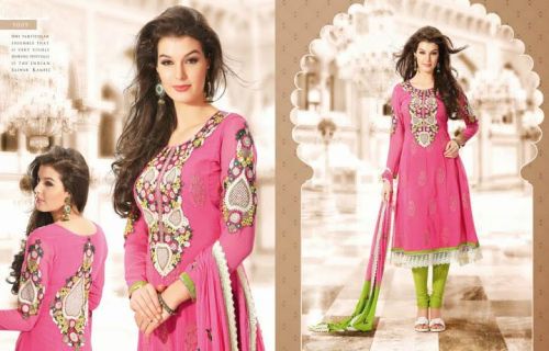 Fuchsia Designer Heavy Embroidered Salwar Kameez, Size : Customized Size 38 To 42
