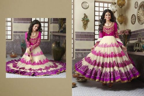 Magenta Off White Colour Party Wear Anarkali Salwar Kameez