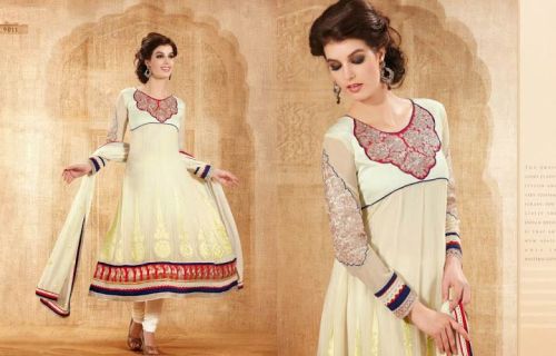 Off White Designer Heavy Embroidered Salwar Kameez