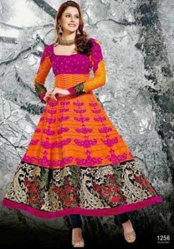 Orange Magenta Designer Stylish Long Anarkali Suit