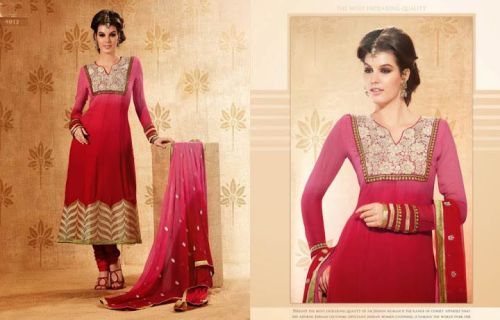 Red Shaded Designer Heavy Embroidered Salwar Kameez