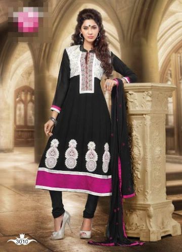 Attractive Embroidered Party Wear Churidar Kameez