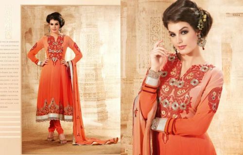 Warm Red Designer Heavy Embroidered Salwar Kameez