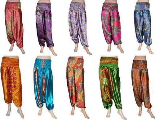 Printed Silk and Cotton Mix Harem Pants