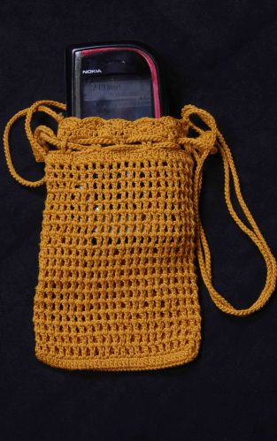 Cotton Crochet Mobile Pouch, Style : Common