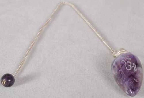 Amethyst Pendulum With Om Symbol, Color : Violet