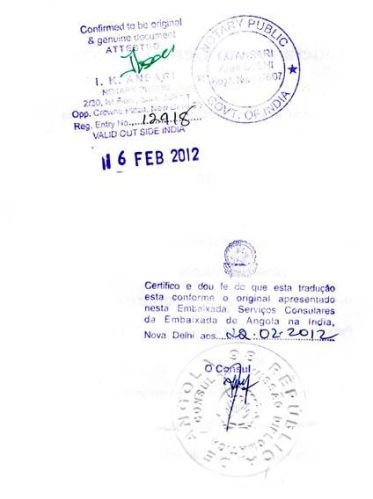 Angola Embassy Attestation Services In India