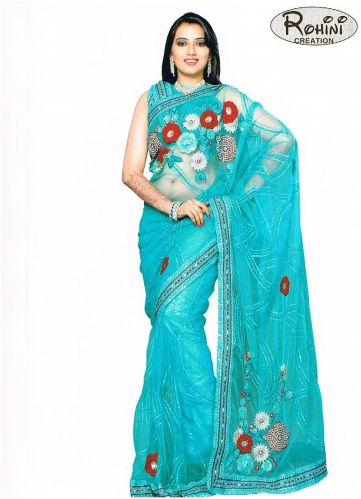 Firozi Net Saree, Age Group : Girls