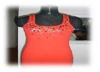 Plain Chiffon Red Sleeveless Top, Size : M, XL