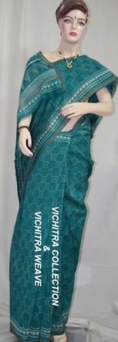 BLOCK PRINTED CHANDERI SILK SAREE