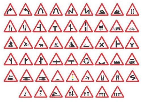 Triangle Plastic Warning Sign Board, For Danger, Direction, Safety Signage, Color : White, Red