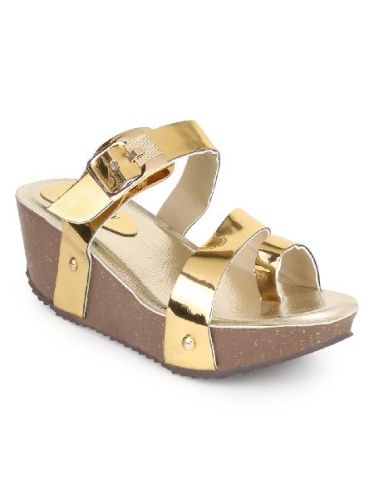 Ladies Leather Cream Platform Sandals