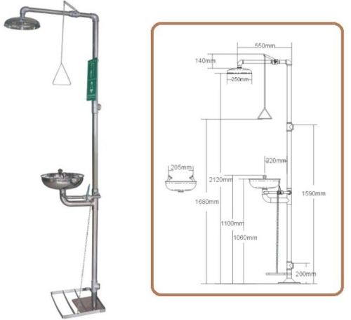 Stainless Steel Safety Shower, Purity : Includes Eye Wash Station