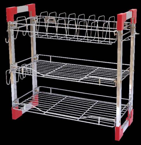 Coated Alloy Steel 3 Tier Kitchen Shelf, For Home Use, Hotels Use, Office Use, Size : 10x10inch, 12x12inch