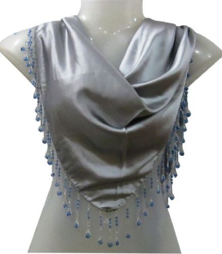 Beaded Satin Triangle Plain Scarves