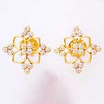 Diamond earrings, Surface Finishing : Gold Plated, Polished