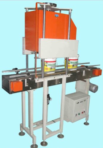 Lid Pressing Machine With Conveyor