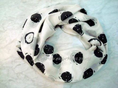 ENGLISH CREATIONS Cotton Dot Printed Scarves, Color : White/black