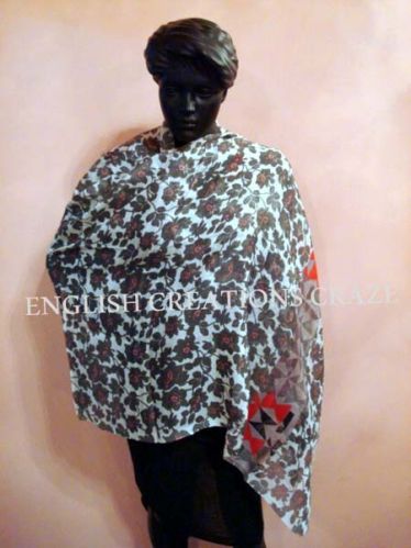 ENGLISH CREATIONS Cotton Silk Printed Shawls, Color : Black