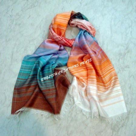 ECC Silk Modal Stripes Scarves, Size : 70*180CM