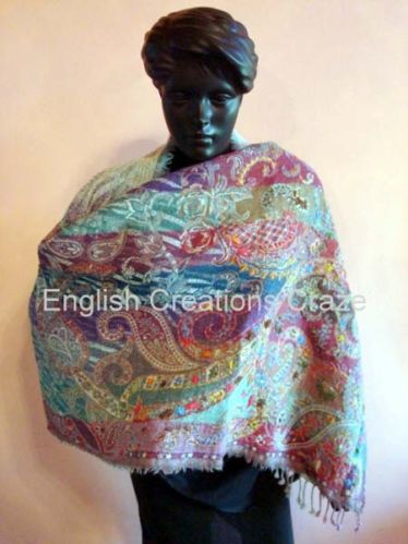 ENGLISH CREATIONS Wool Embroidered Scarves, Size : 70*180CM