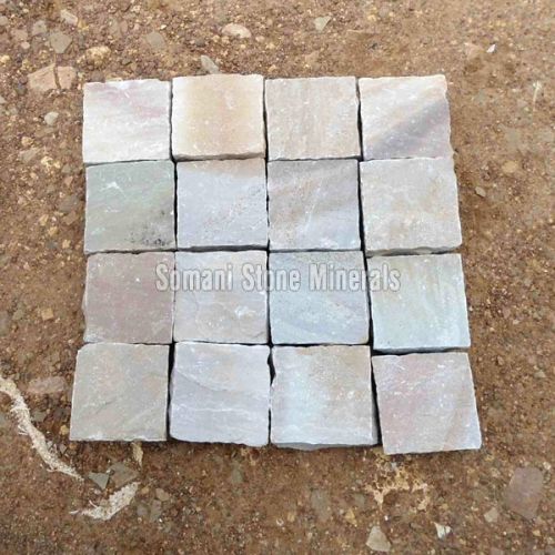 Rectangular Polished Ravina White Sandstone Cobbles, For Making Way, Size : 12x12Inch, 24x24Inch, 36x36Inch