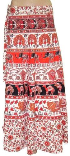 Block Printed Cotton Wrap Skirt