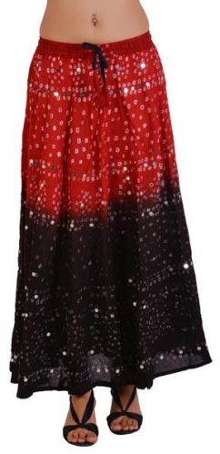 Ethnic Style Sequins Work Bandhej Skirt
