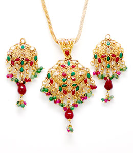 Kundan Polki Pendant Set