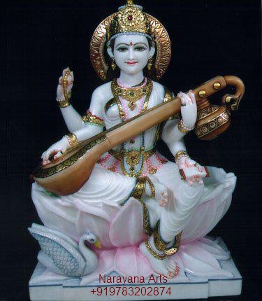 Marble Saraswati Mata Statue, Size In Feet : 3X2 Feet, 5X4 Feet, 8X7 Feet, 9X8 Feet, 10X9 Feet
